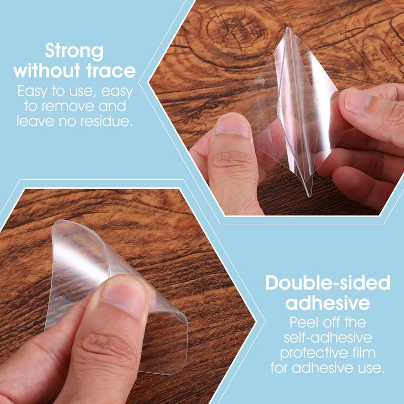 Alrhso Shower Adhesive Strips, 20Pcs Clear Double Sided Adhesive Pads for Mounting, Waterproof Double Sided Sticker, Heavy Duty Square Washable Sticky Patch for DIY Craft Office Home(2.4 Inch & 2Inch) - Image 3